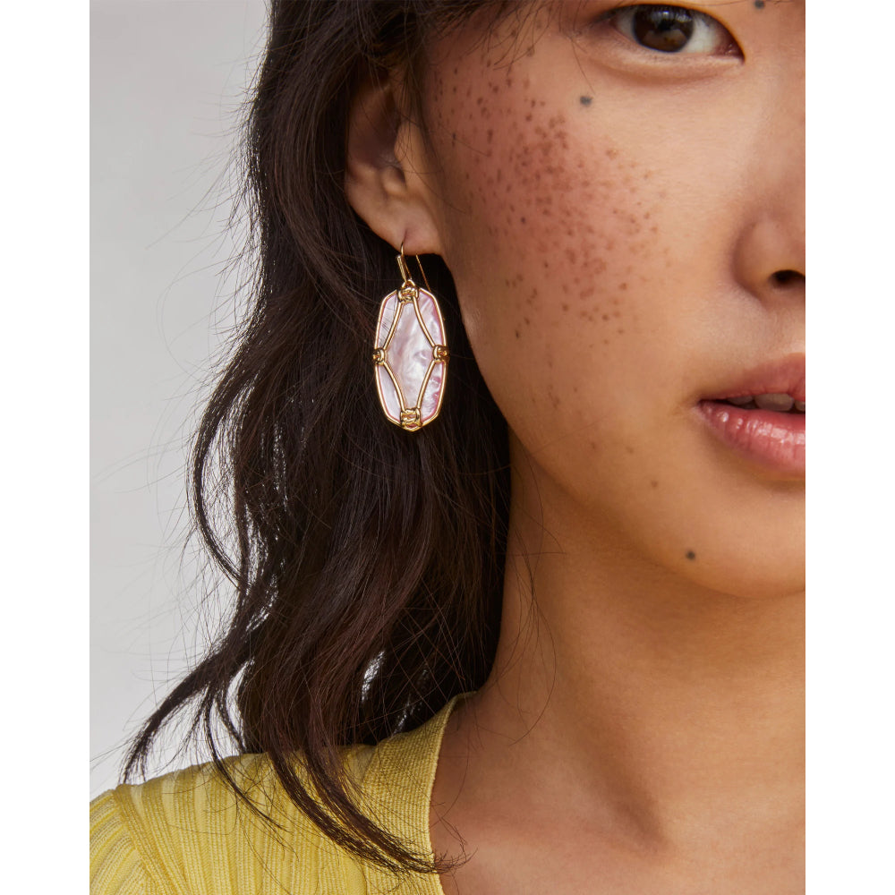 Kendra Scott Gold Elle Lattice Frame Drop Earrings