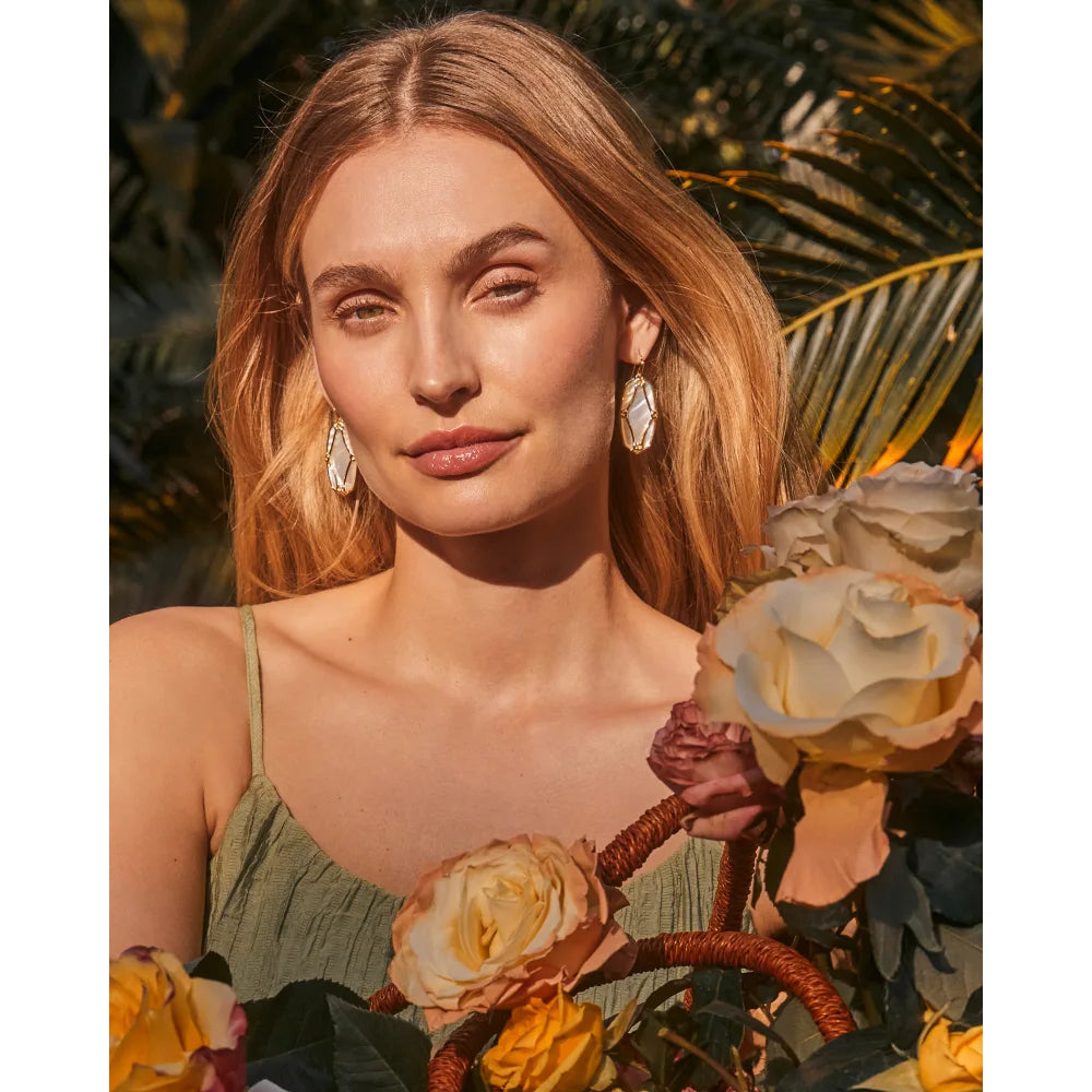 Kendra Scott Gold Elle Lattice Frame Drop Earrings