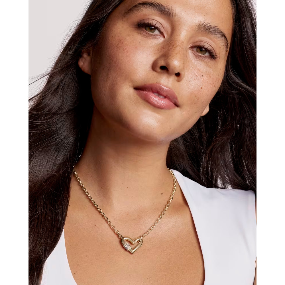 Kendra Scott Emery Heart Short Pendant Necklace in White CZ