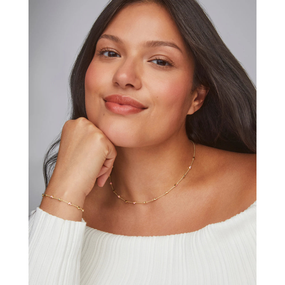 Kendra Scott Haven Gold Delicate Chain Bracelet - Pink Enamel