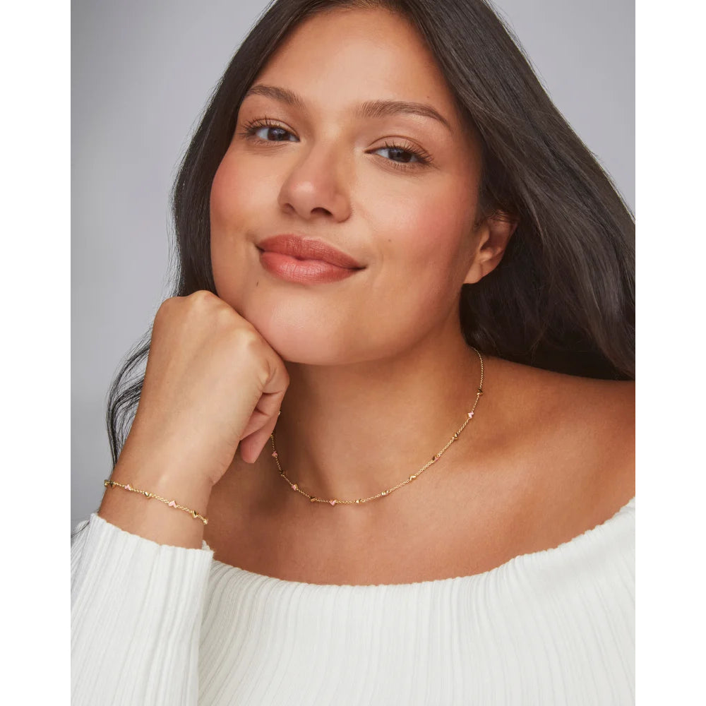 Kendra Scott Haven Heart Strand Necklace in Pink Enamel