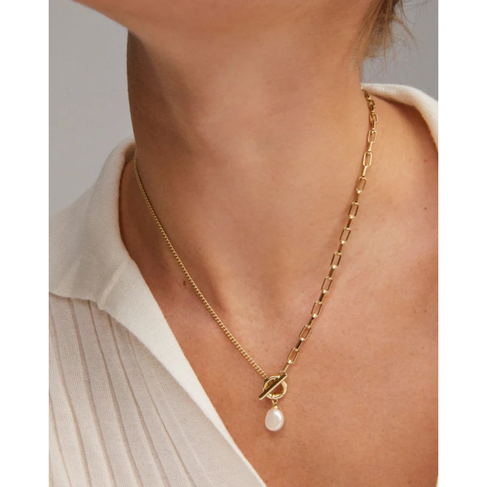 Kendra Scott Leighton Convertible Pearl Chain Necklace - Gold