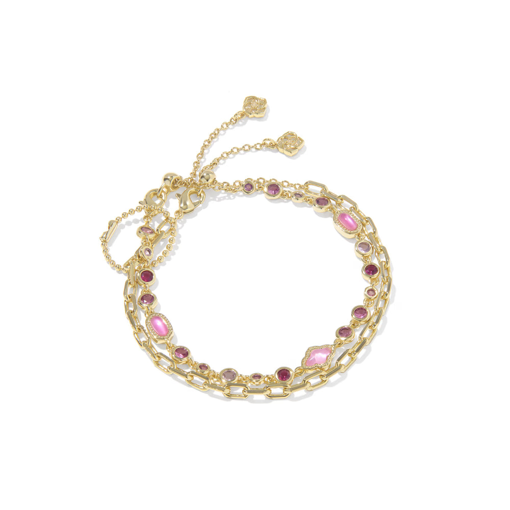 Kendra Scott Mini Elisa and Abbie Delicate Chain Bracelets in Pink Mix - Set of 2