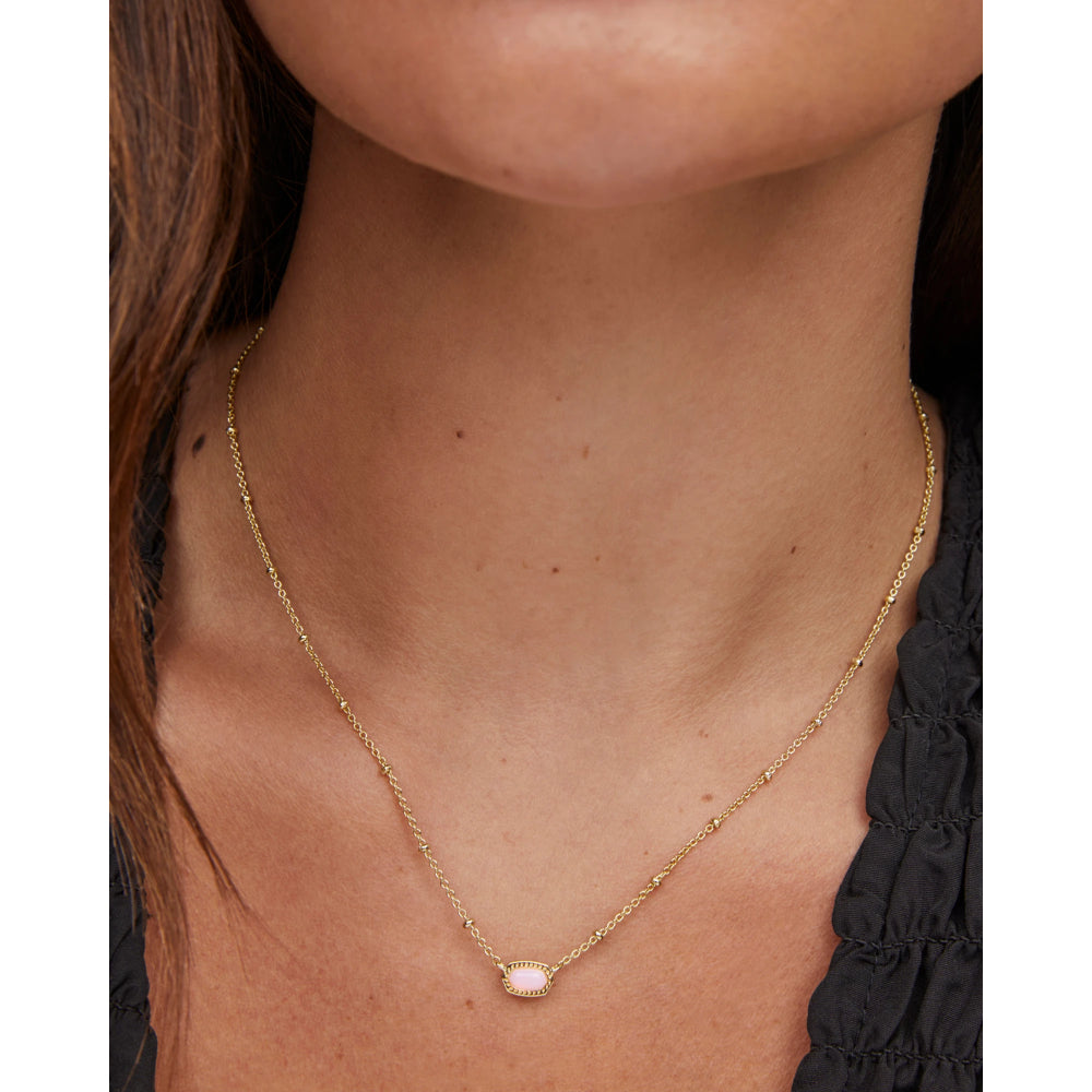 Kendra Scott Mini Elisa Satellite Short Pendant Necklace - Gold Pink Opalite Crystal
