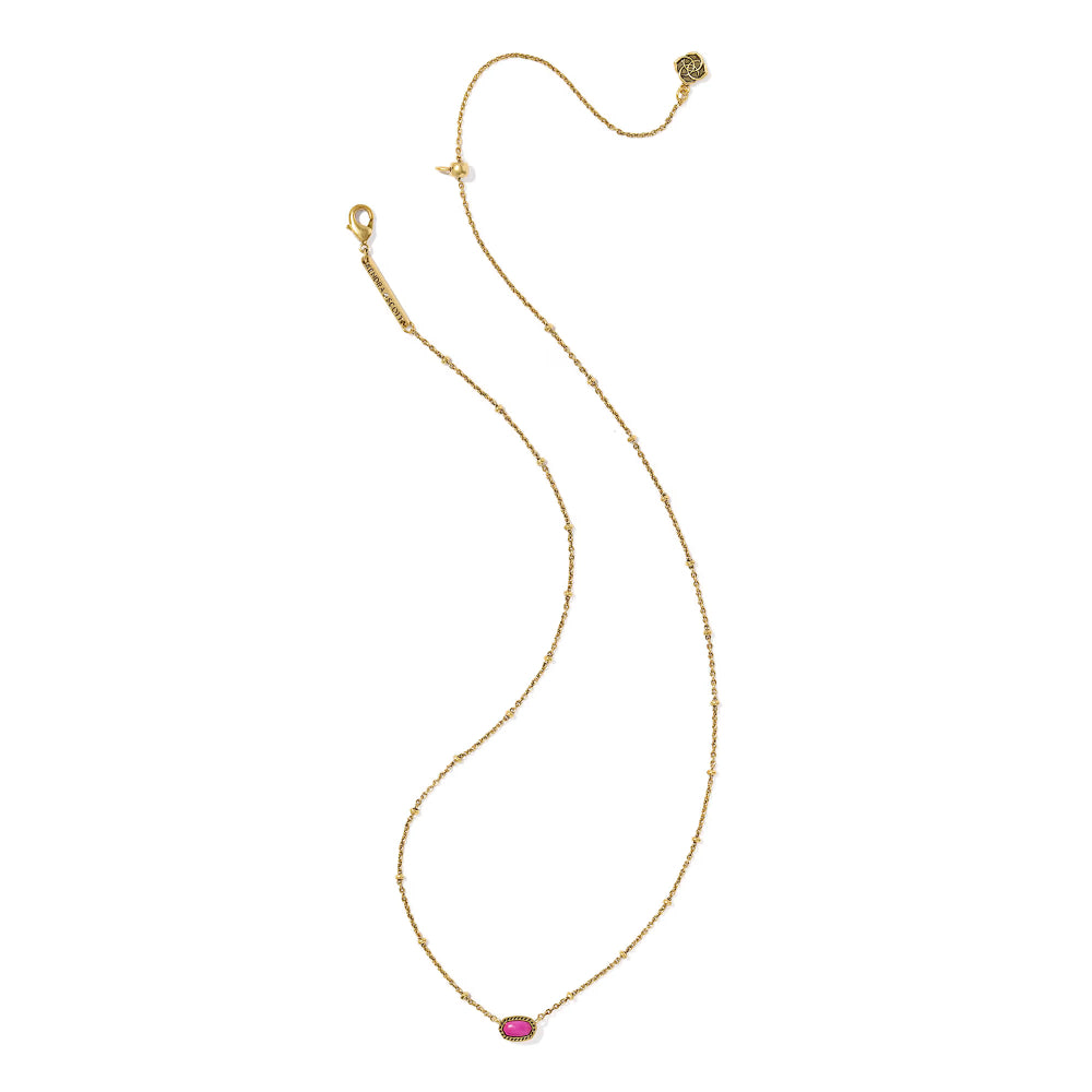 Kendra Scott Mini Elisa Satellite Short Pendant Necklace - Vintage Gold Dark Fuchsia Variegated Magnesite