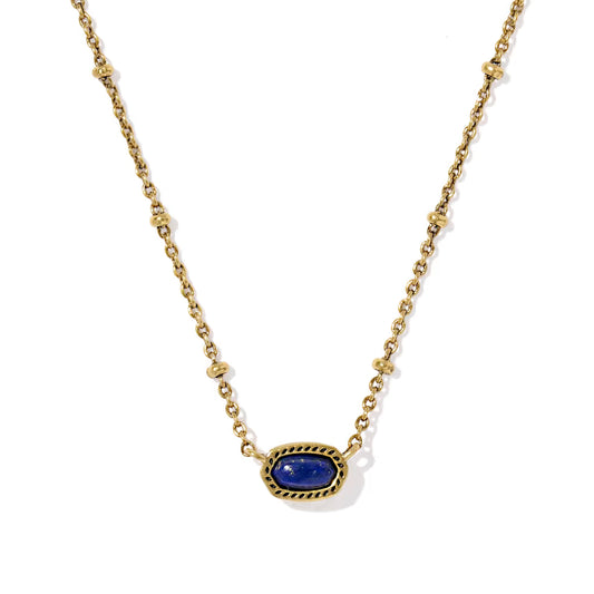 Kendra Scott Mini Elisa Satellite Short Pendant Necklace - Vintage Gold Blue Lapis