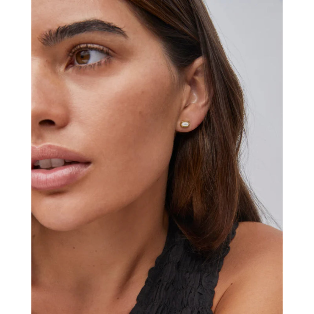 Kendra Scott Mini Ellie Stud Earrings - Gold Ivory Mother of Pearl