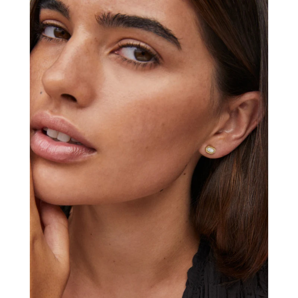 Kendra Scott Mini Ellie Stud Earrings - Gold Ivory Mother of Pearl
