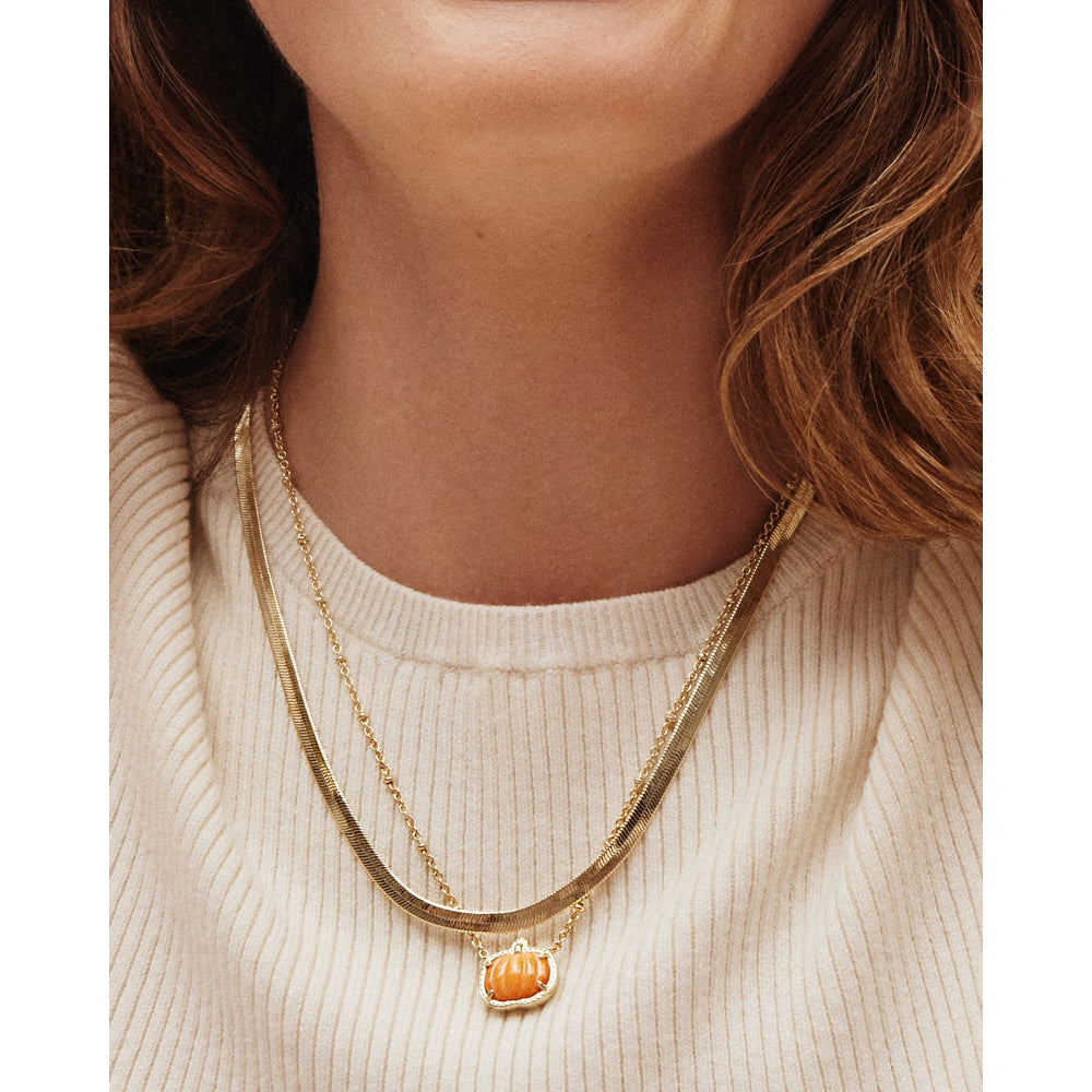 Kendra Scott Pumpkin Gold Short Pendant Necklace in Orange Mother