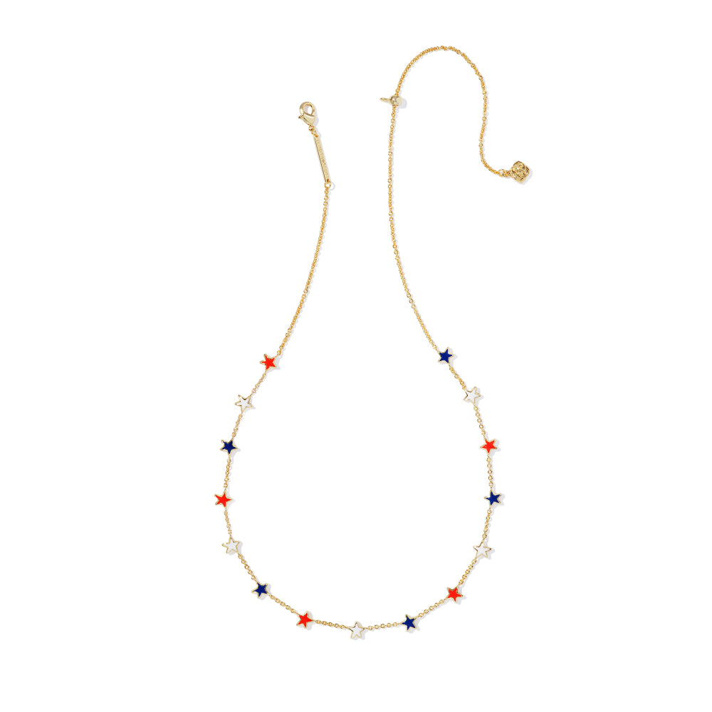 Kendra Scott Sierra Star Strand Necklace - Gold Red White & Blue