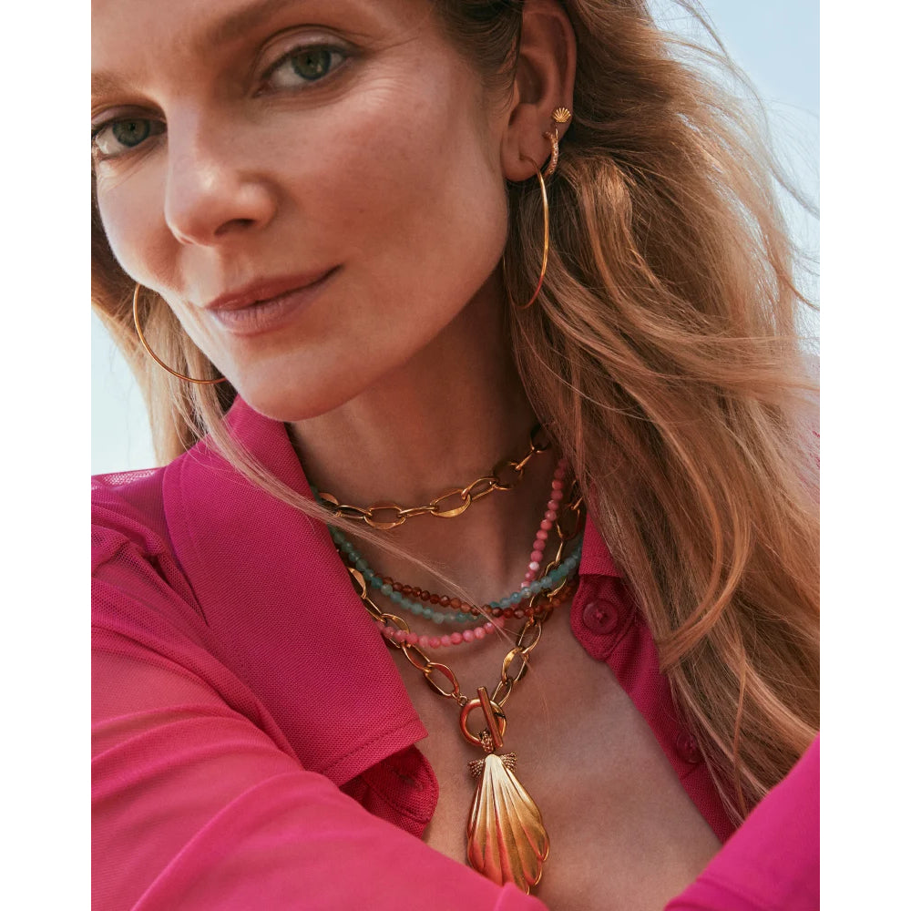 Kendra Scott Sylvia Strand Necklace - Gold Pink Chalcedony