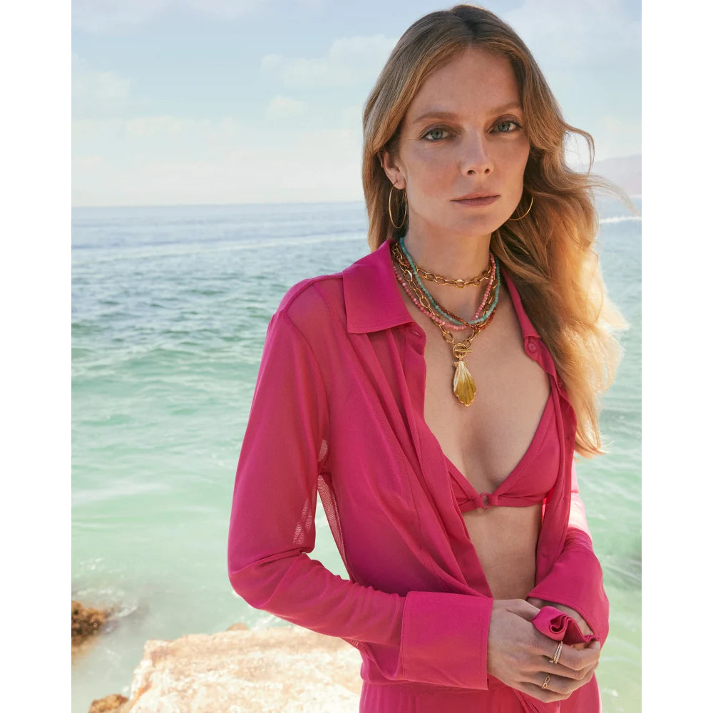 Kendra Scott Sylvia Strand Necklace - Gold Pink Chalcedony