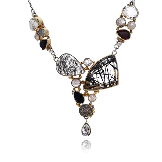 Michou Two-Tone Multi Stone Vermeil Pendant Necklace