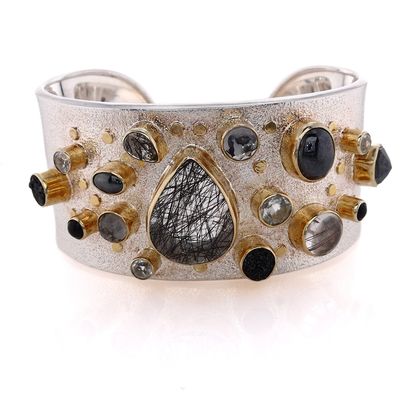 Michou Sterling Silver & 22k Vermeil Cuff Bracelet with Multiple Gemstones