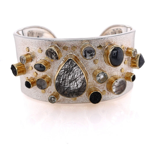 Michou Sterling Silver & 22k Vermeil Cuff Bracelet with Multiple Gemstones