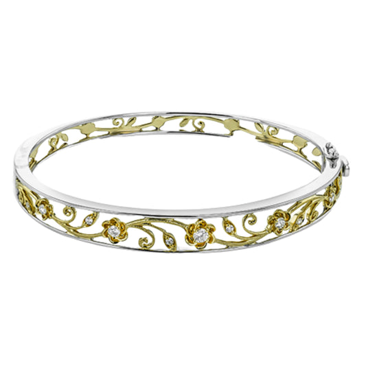 Simon G. 18k Gold Bangle Bracelet with Diamonds