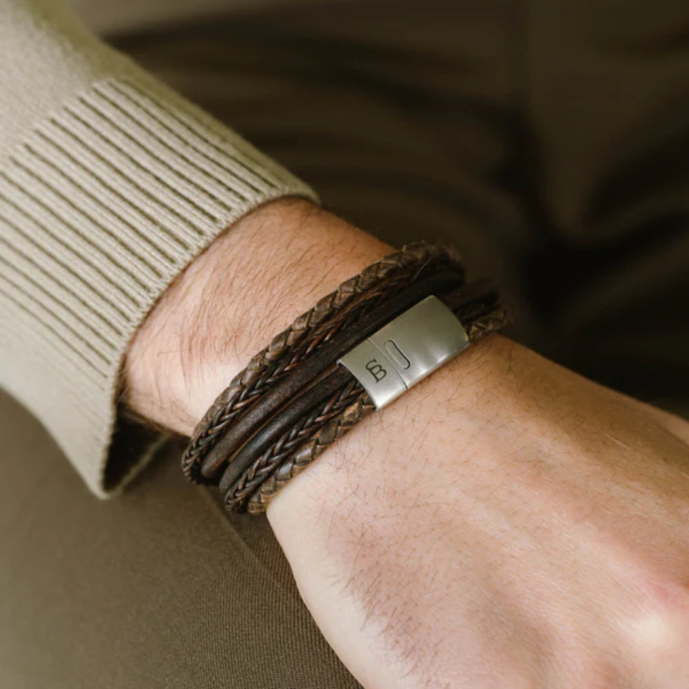 Steel & Barnett Men's Leather "Bonacci" Bracelet