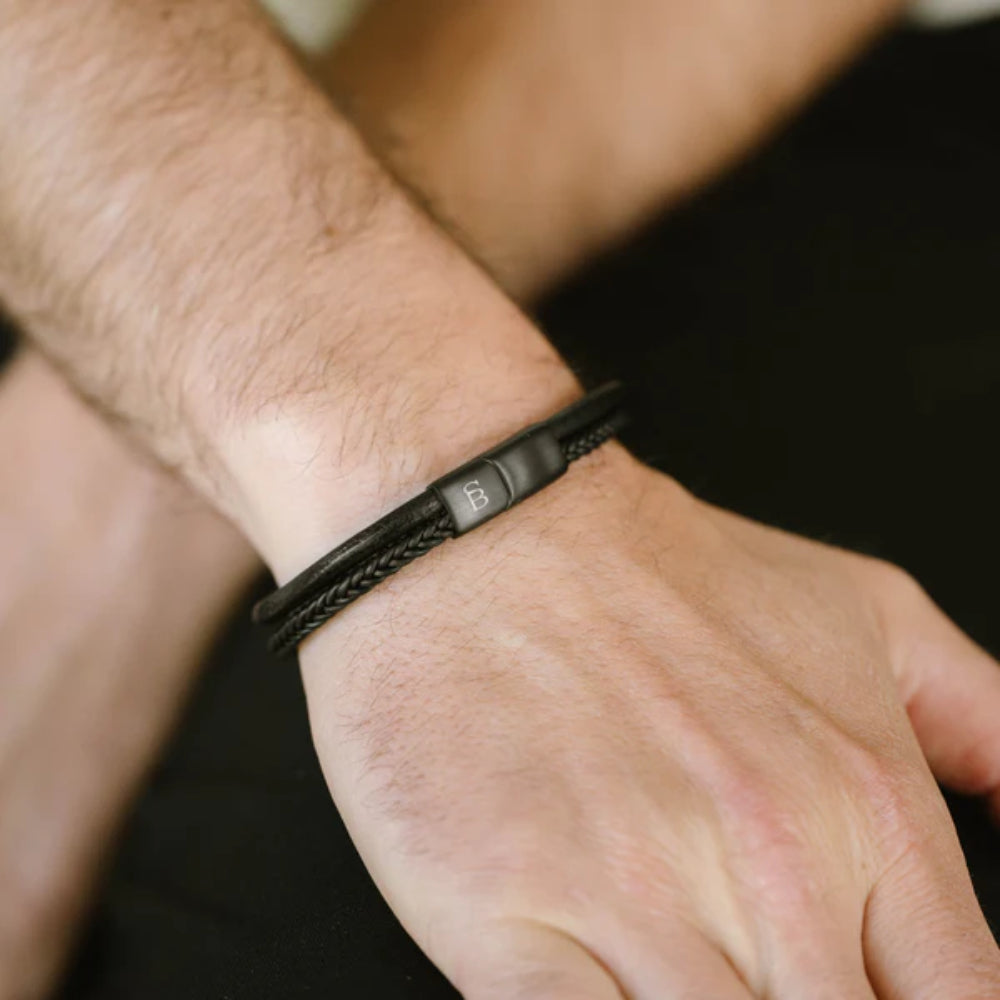 Steel & Barnett Men's Black Edition Leather Bracelet