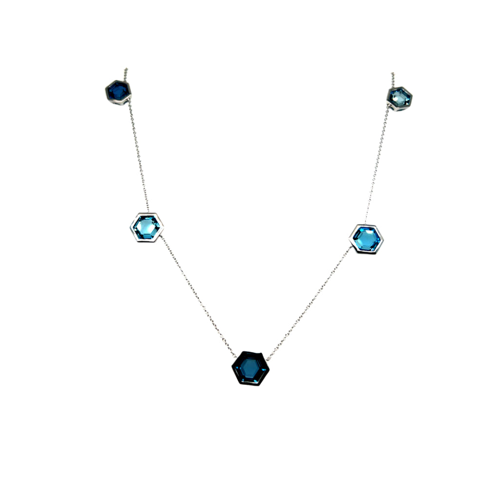 Lisa Nik 18k Blue Topaz Station Necklace