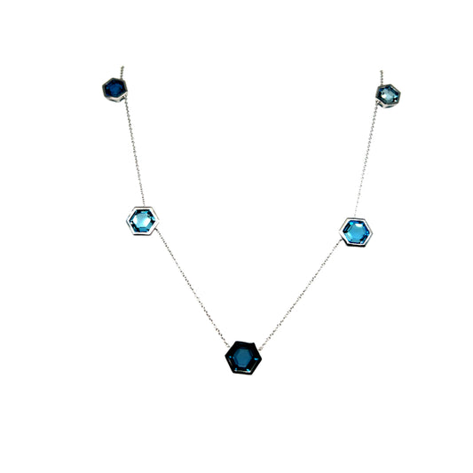 Lisa Nik 18k Blue Topaz Station Necklace