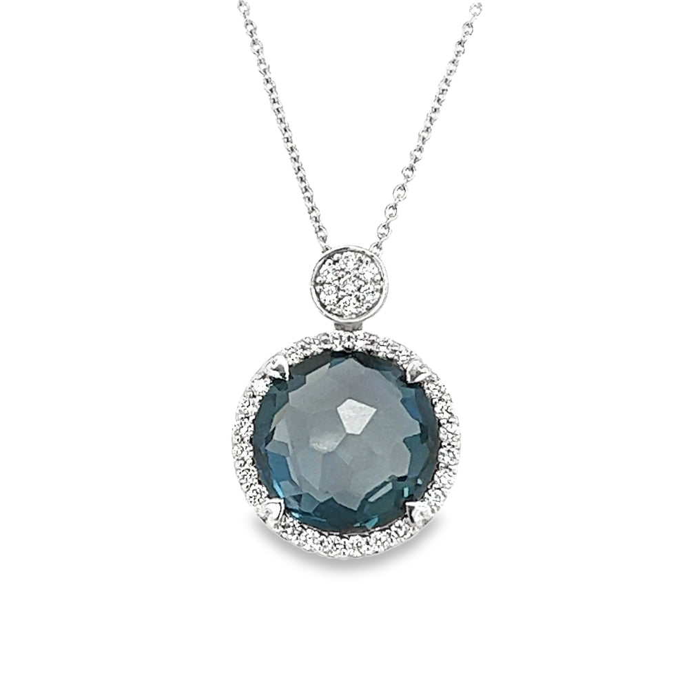 Lisa Nik 18k London Blue Topaz and Diamond Pendant Necklace