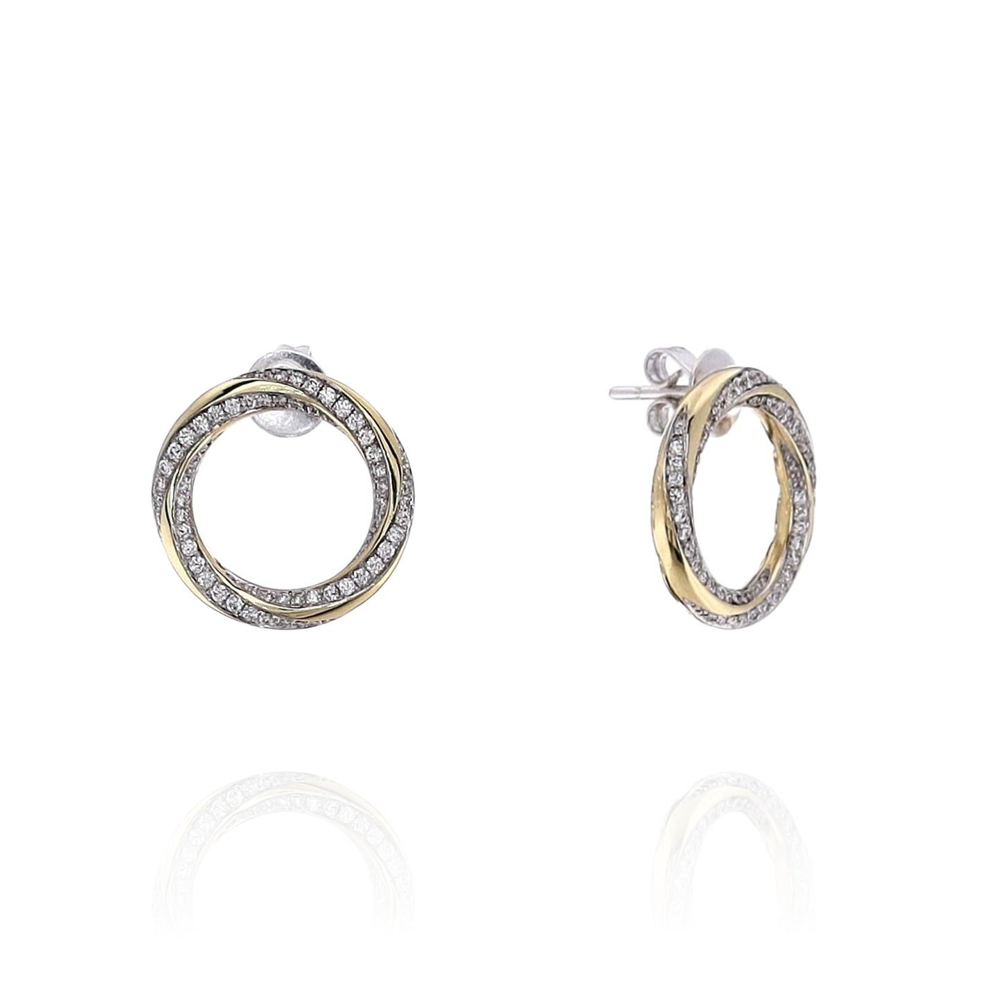 Simon G. 18k Two-Tone Open Circle Design Twist Stud Earrings