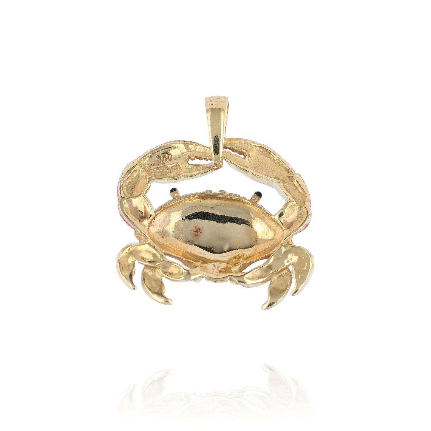 Estate Kabana 18k Yellow Gold Red Enamel Crab Pendant - No Chain