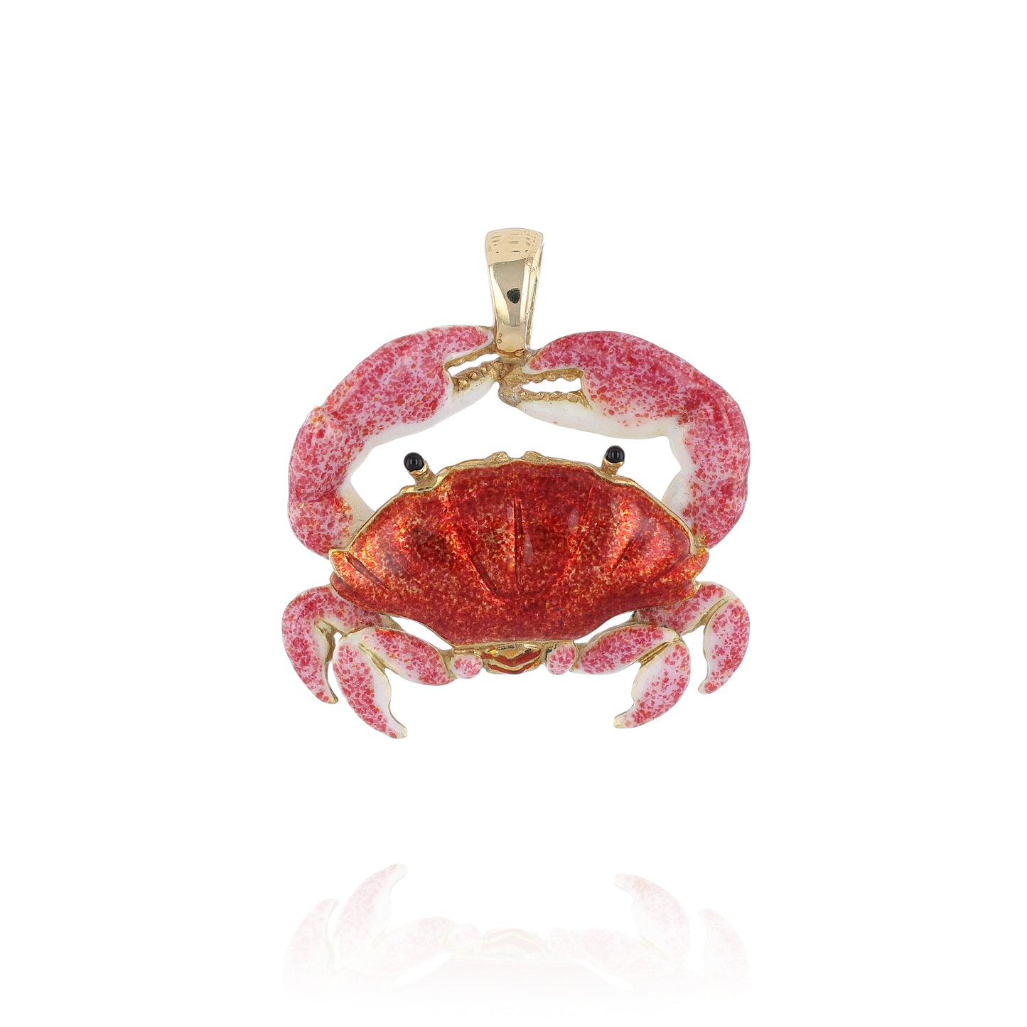 Estate Kabana 18k Yellow Gold Red Enamel Crab Pendant - No Chain