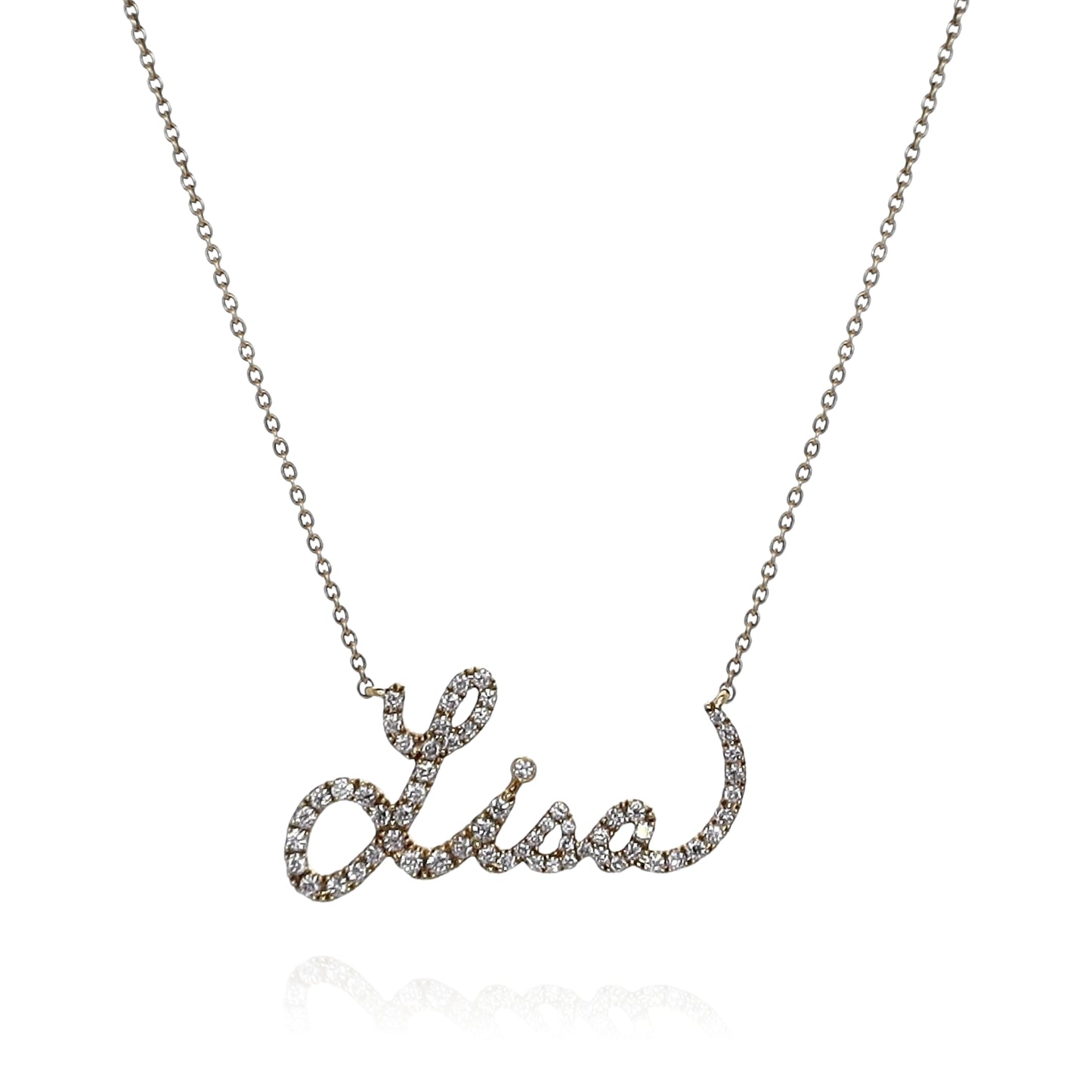 Lisa Nik 18k Yellow Gold 'Lisa' Name Diamond Pendant Necklace