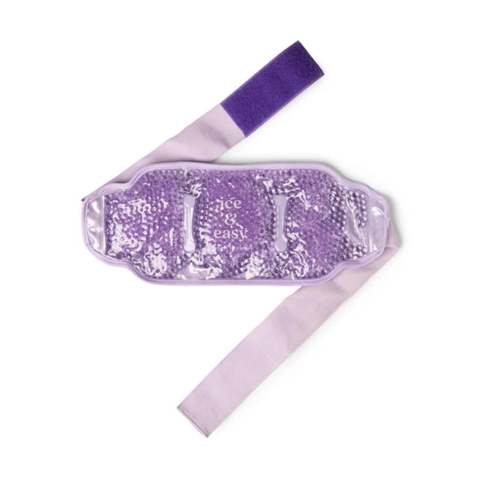 Purple sequin waist bag with a strap on a white background