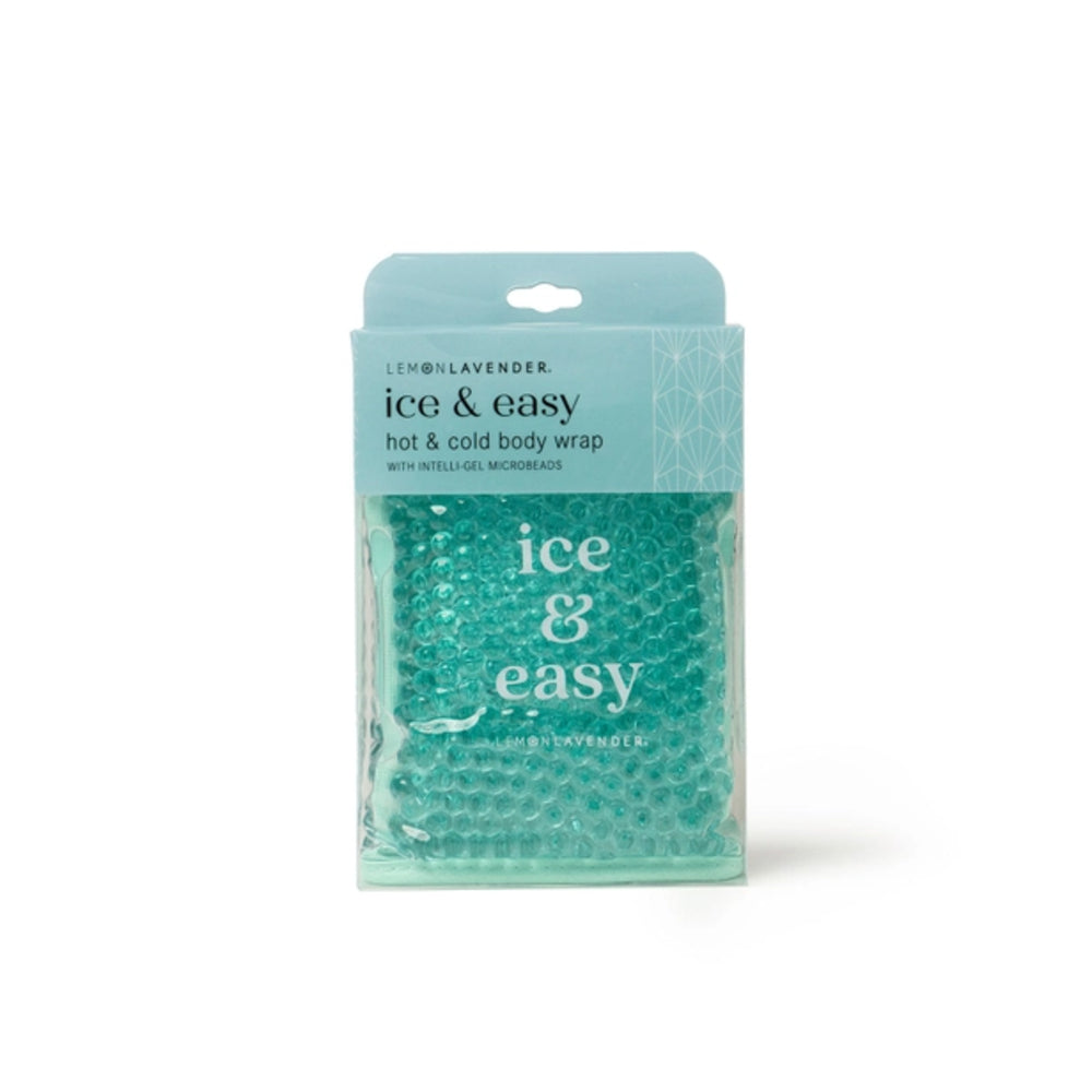 Green 'ice & easy' hot and cold body wrap packaging on a white background