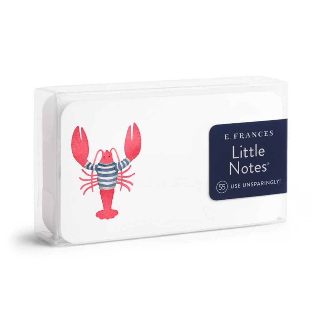 Pack of note cards with a lobster illustration and 'E. Frances Little Notes' branding on a white background.