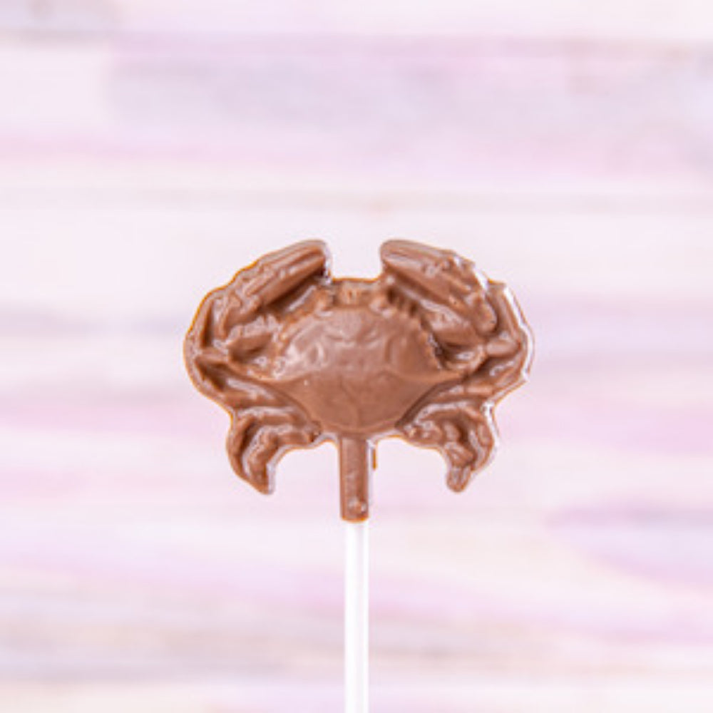 Crab shaped chocolate pop.