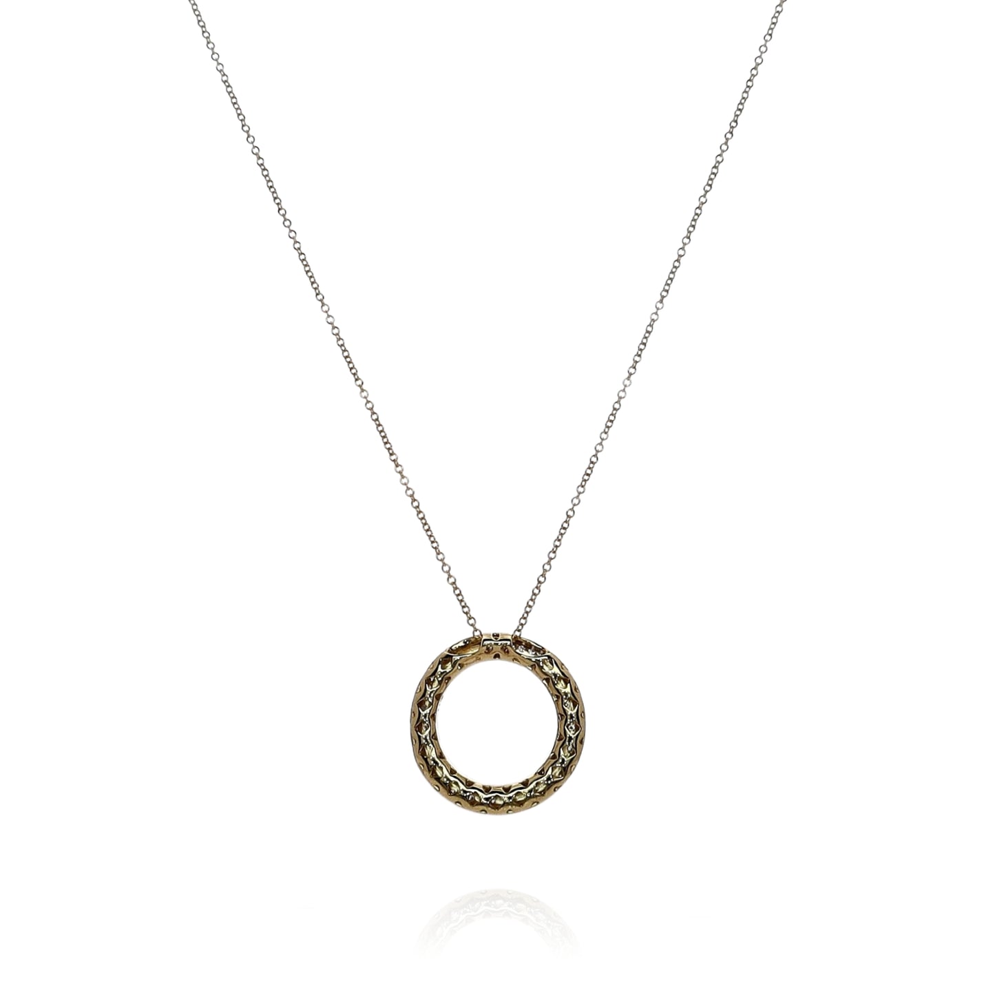 Simon G. 18k Yellow Gold Open Circle Twist Diamond Pendant Necklace
