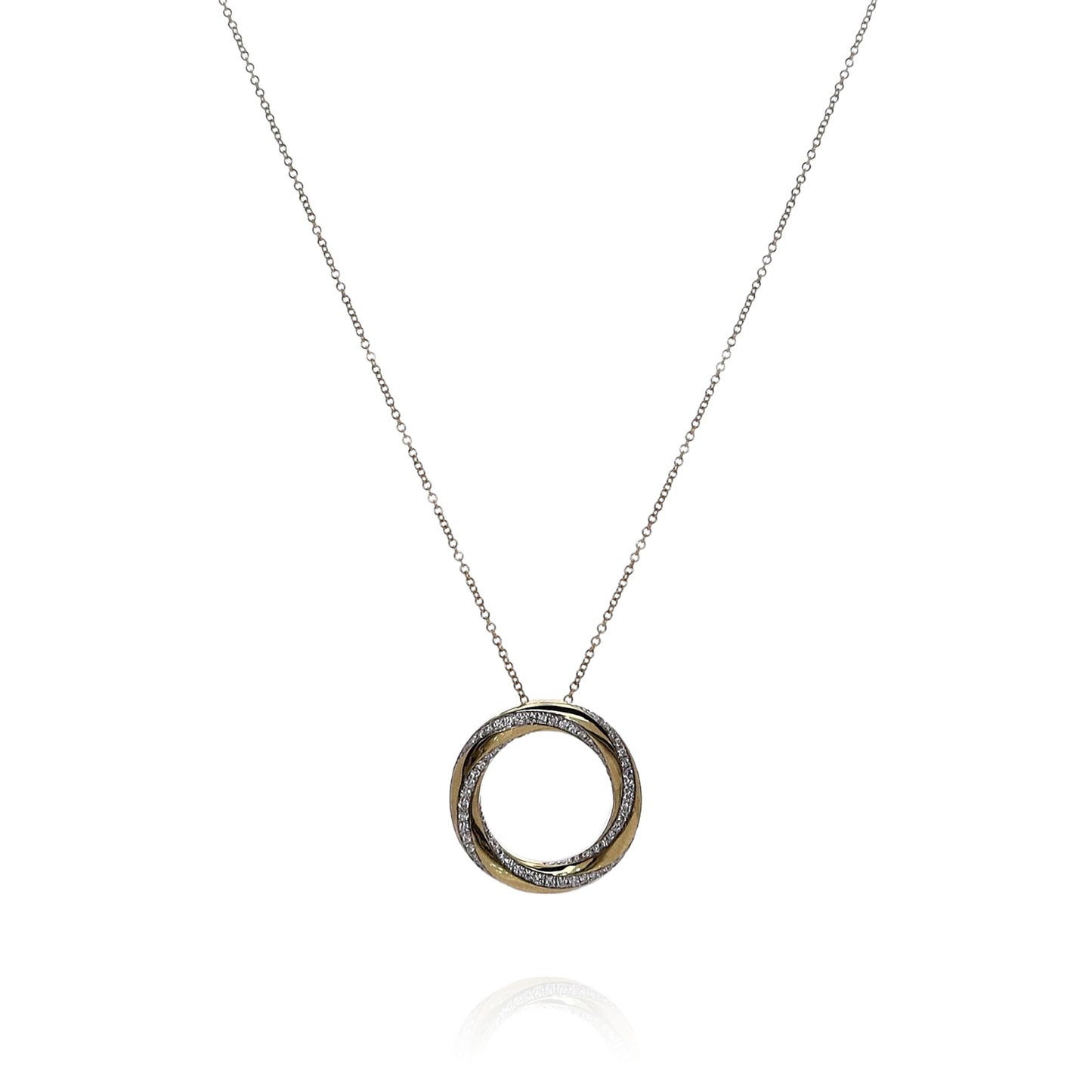 Simon G. 18k Yellow Gold Open Circle Twist Diamond Pendant Necklace