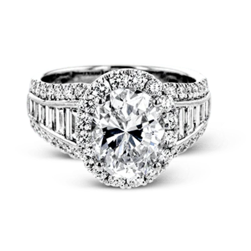 Simon G. 18k Gold Oval-Cut Halo Engagement Ring with Diamonds