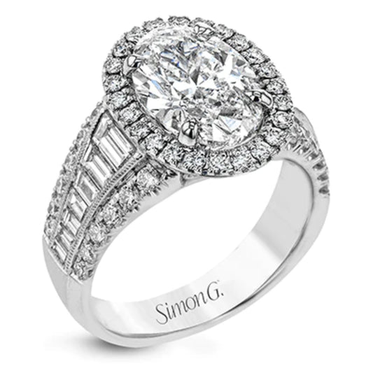 Simon G. 18k Gold Oval-Cut Halo Engagement Ring with Diamonds
