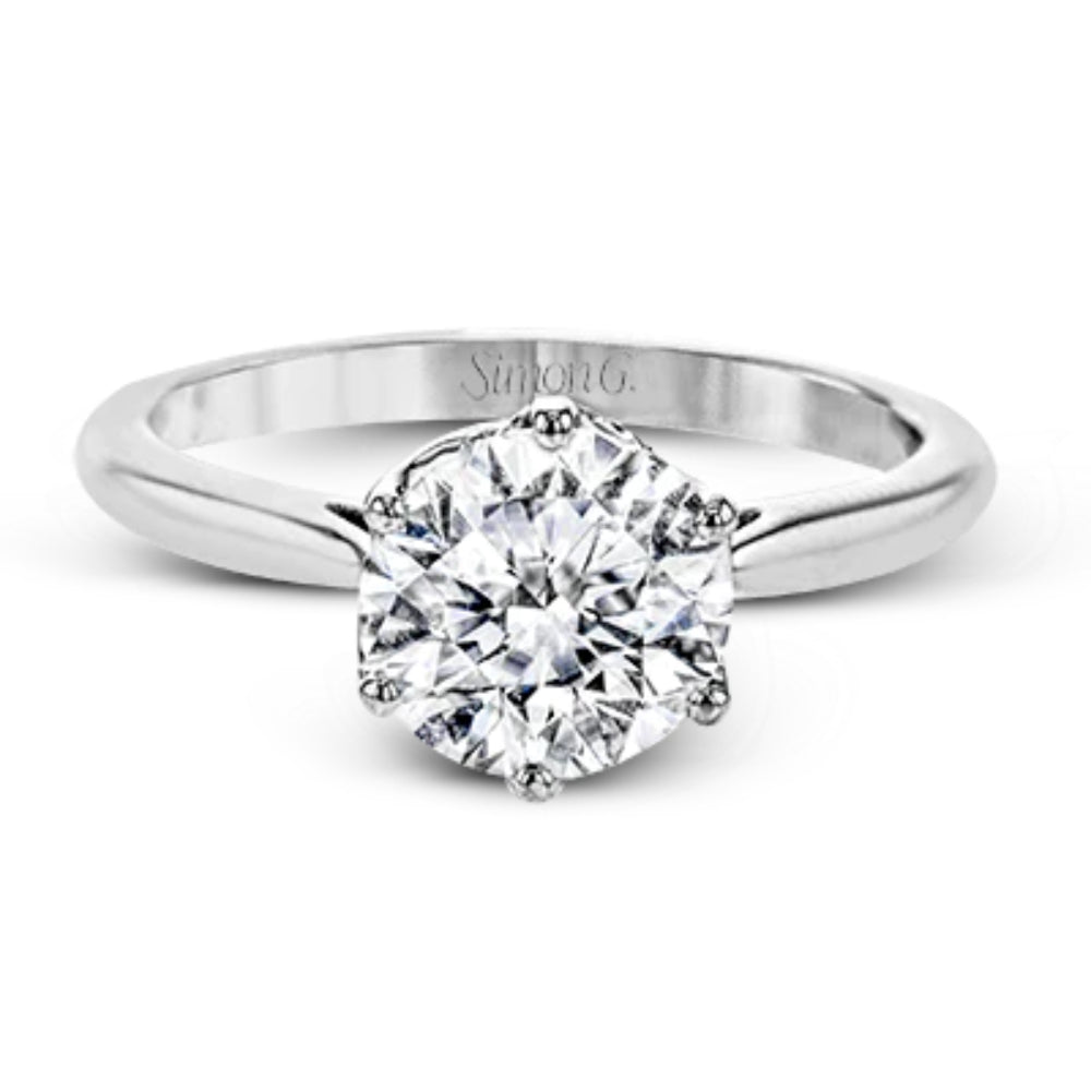 Simon G. 18k Round-Cut Solitaire Engagement Ring with Diamonds