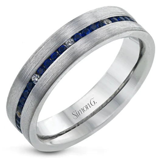 Simon G. Men's Wedding Band with Blue Sapphires Sz 14