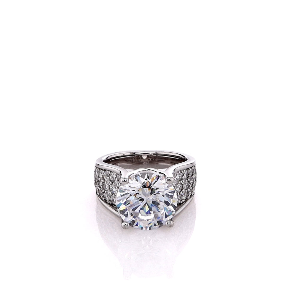 Simon G. 18k White Gold Graduated Shank Cubic Zirconia And Diamond Ring