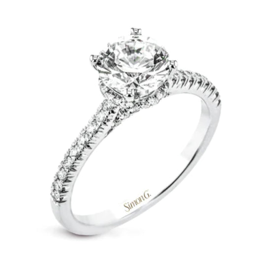 Simon G. 18k Gold Round-Cut Hidden Halo Engagement Ring with Diamonds