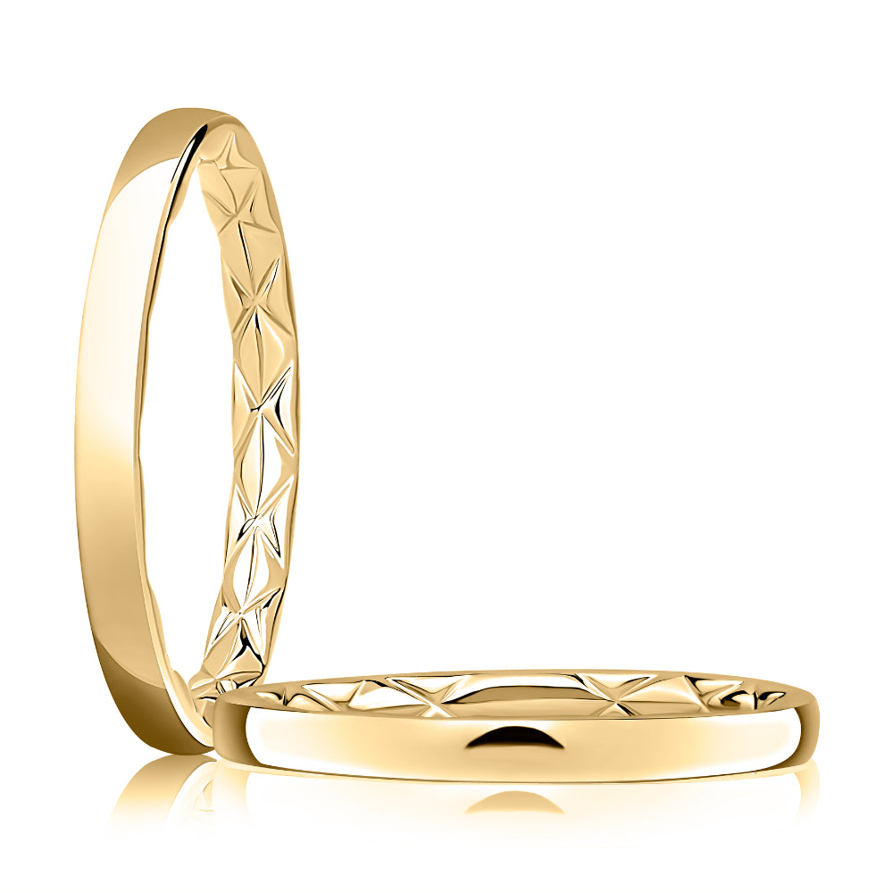 A Jaffe 14k Gold 2mm Classic Quilted Wedding Band