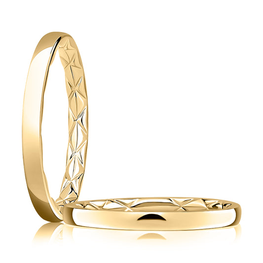 A Jaffe 14k Gold 2mm Classic Quilted Wedding Band