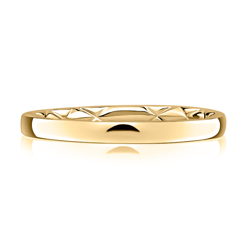 A Jaffe 14k Gold 2mm Classic Quilted Wedding Band