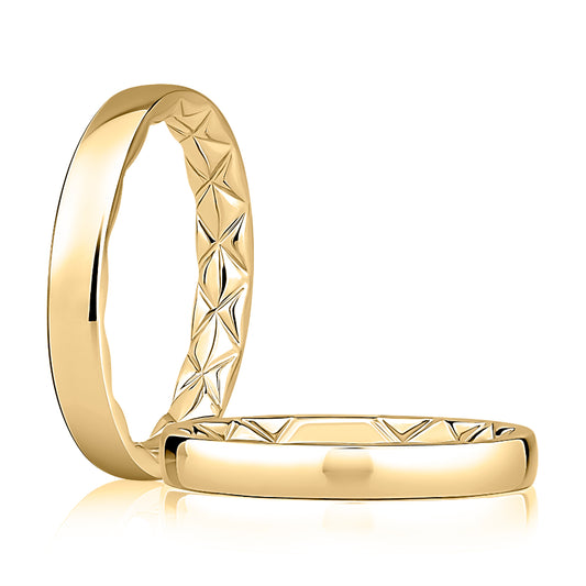 A Jaffe 14k Gold 3mm Classic Quilted Wedding Band