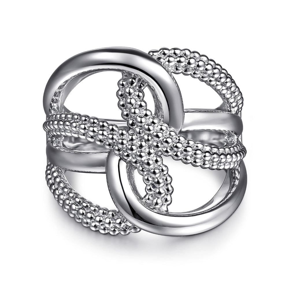 Sterling Silver interlocking twisting ring