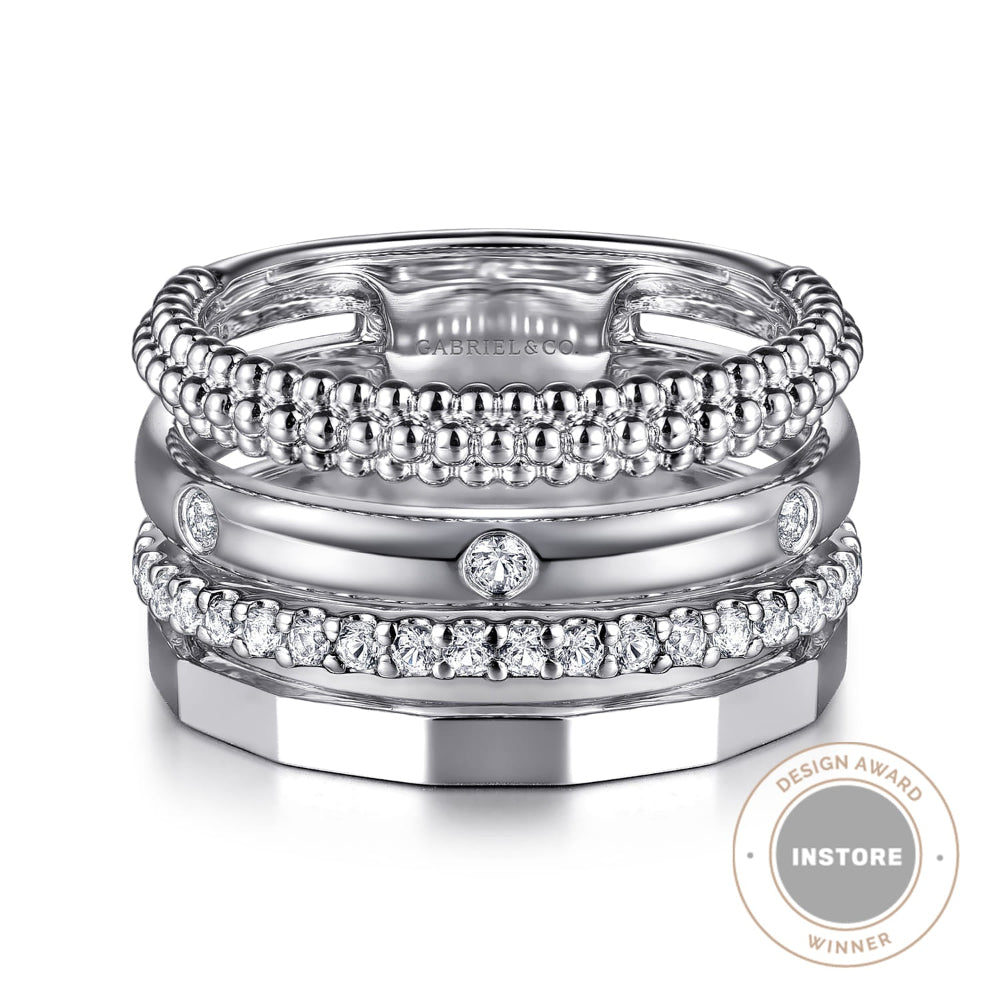 Stackable Sterling Silver White Sapphire ring 