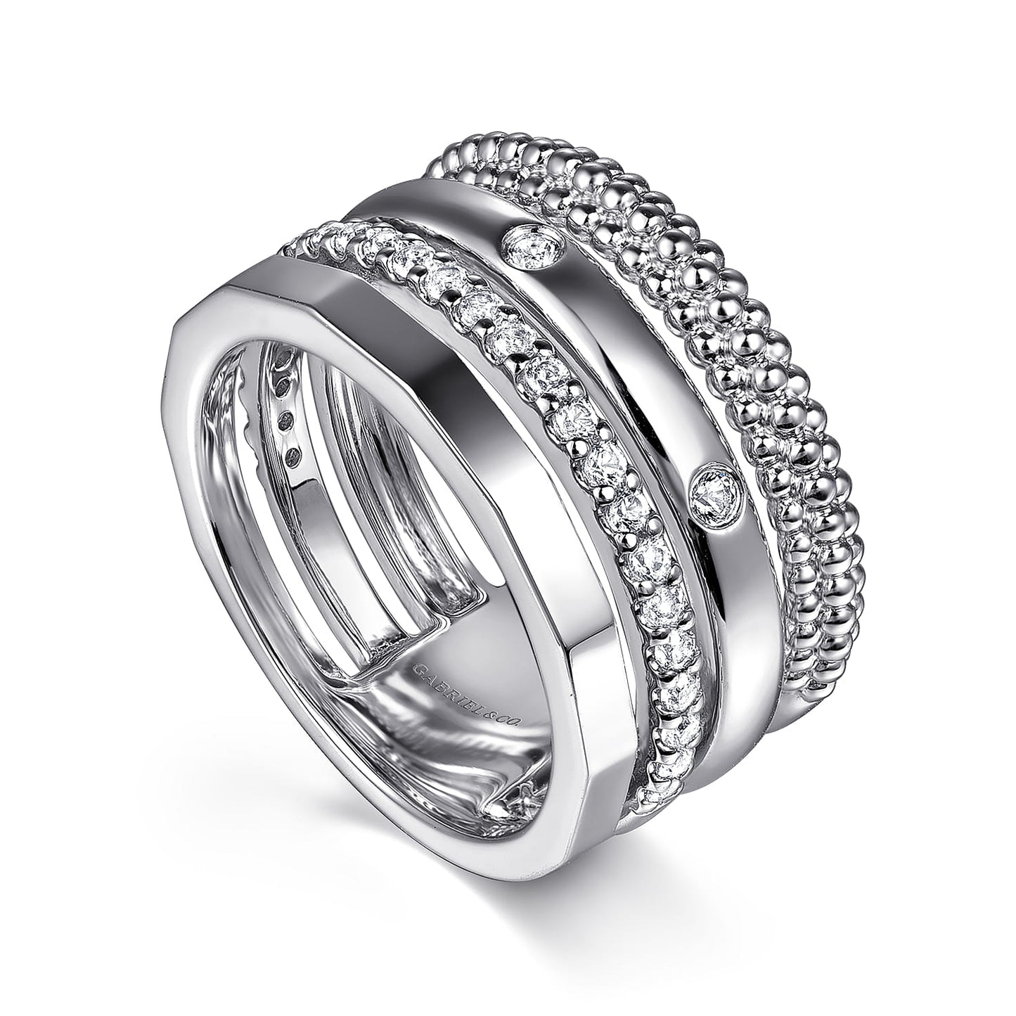 Gabriel & Co. SS Bujukon Collection White Sapphire (.47tw) Stackable Ring