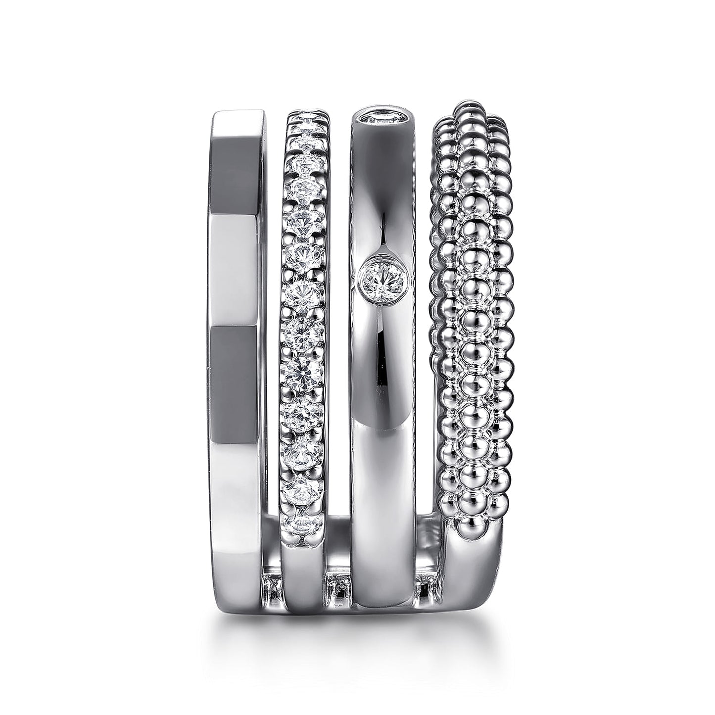 Gabriel & Co. SS Bujukon Collection White Sapphire (.47tw) Stackable Ring