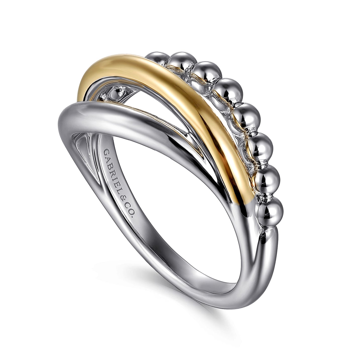 Gabriel & Co. Sterling Silver & 14k Gold Bujukan Collection Simple Twist Ring